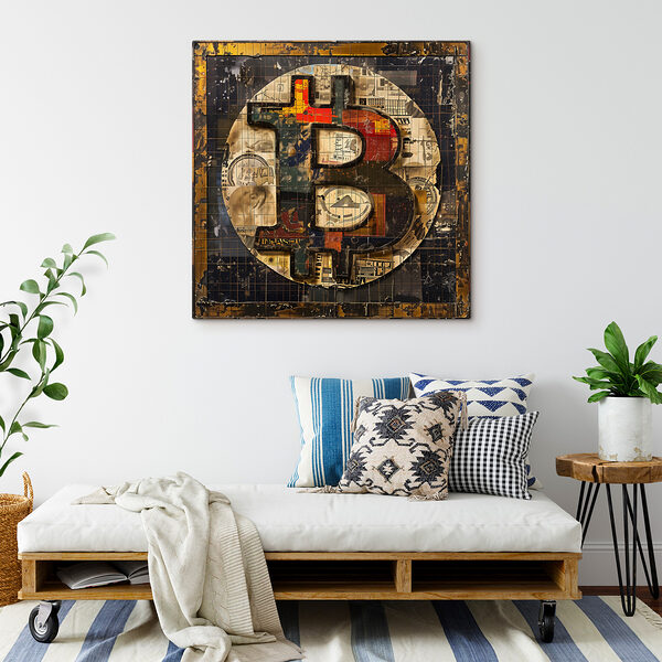 A sign with a bitcoin symbol A sign with a bitcoin symbol