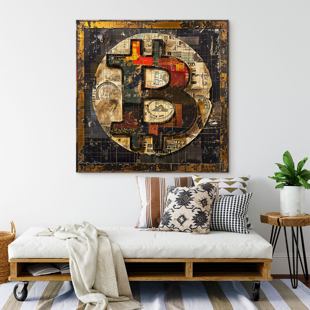 A sign with a bitcoin symbol A sign with a bitcoin symbol