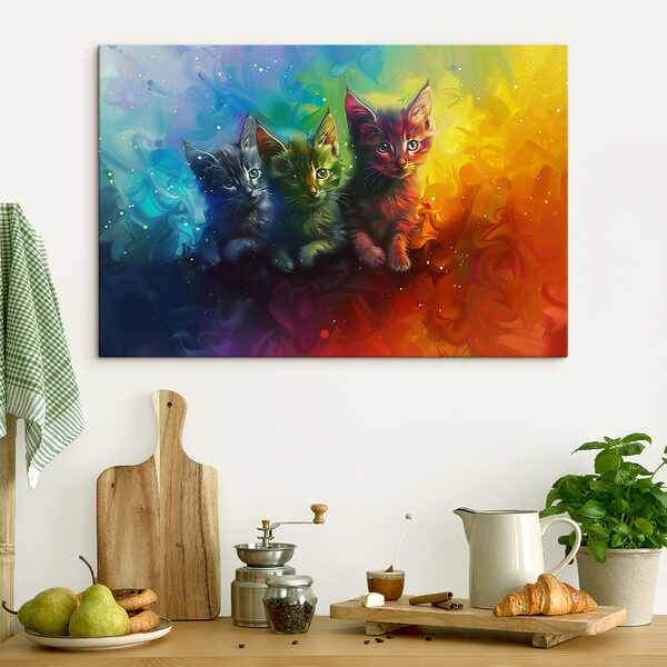 Quadri Un gruppo di gattini dai colori dell'arcobaleno