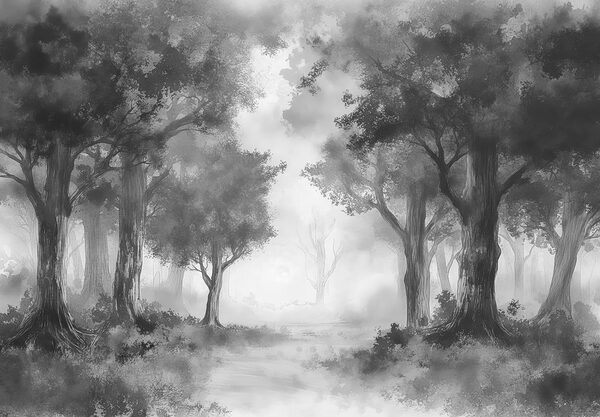 Immagine in bianco e nero di una foresta Immagine in bianco e nero di una foresta