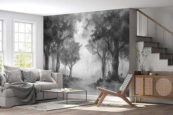 Immagine in bianco e nero di una foresta Immagine in bianco e nero di una foresta