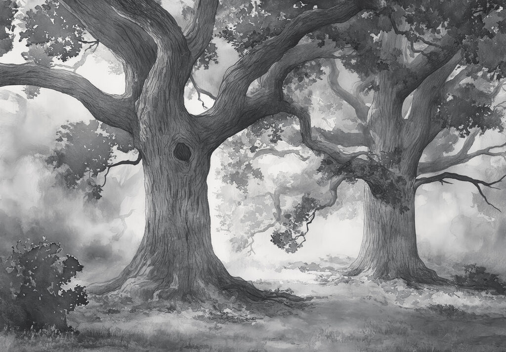 Un gruppo di alberi con molti rami Un gruppo di alberi con molti rami