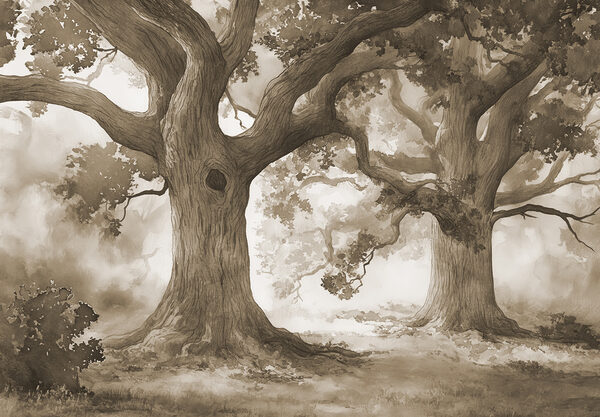 Un gruppo di alberi con un foro nel tronco Un gruppo di alberi con un foro nel tronco