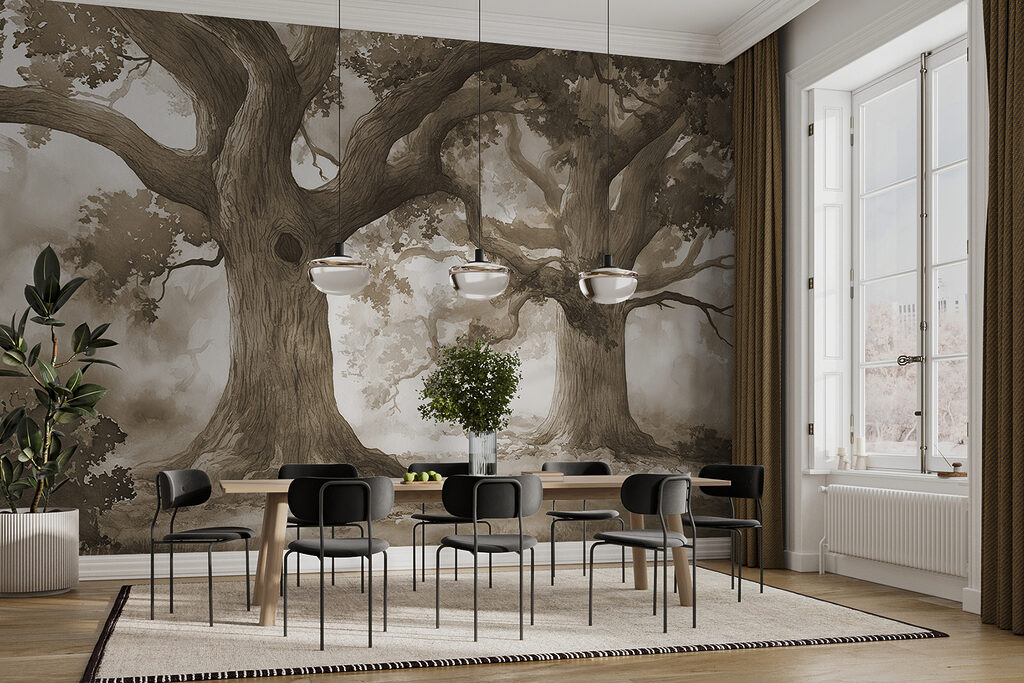 A group of trees with a hole in the trunk