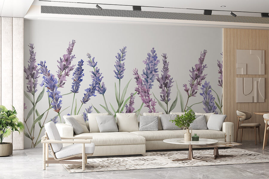 Una fila di fiori viola