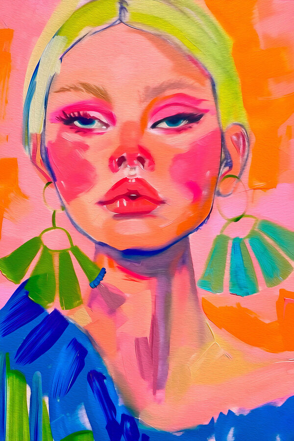 A painting of a woman with earrings A painting of a woman with earrings
