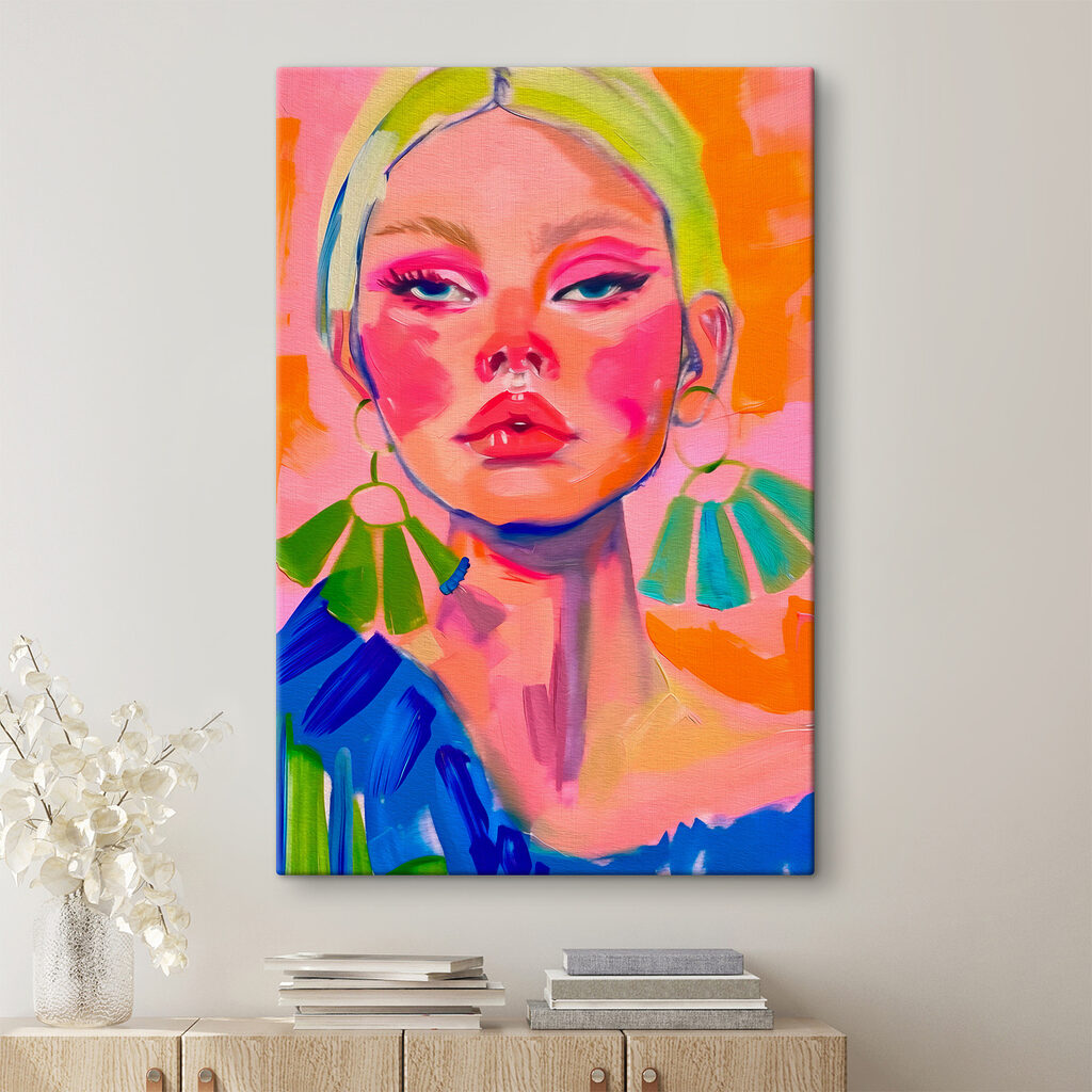 A painting of a woman with earrings A painting of a woman with earrings