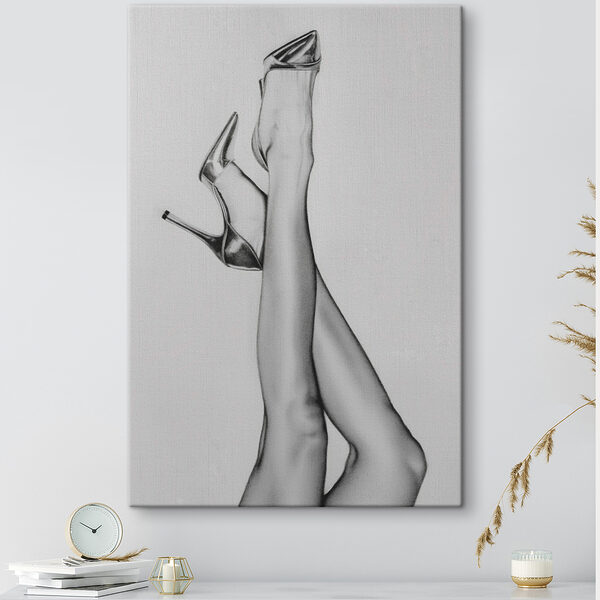 Quadri Un disegno raffigurante le gambe di una donna e dei tacchi alti