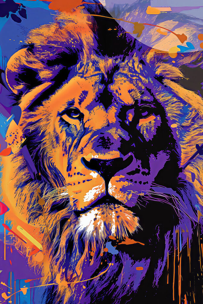 A lion with a colorful background A lion with a colorful background