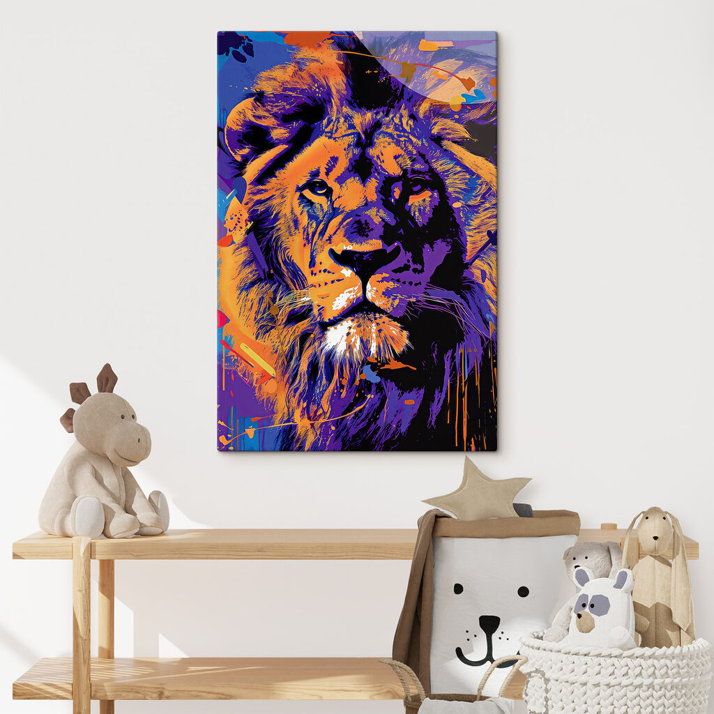 A lion with a colorful background A lion with a colorful background