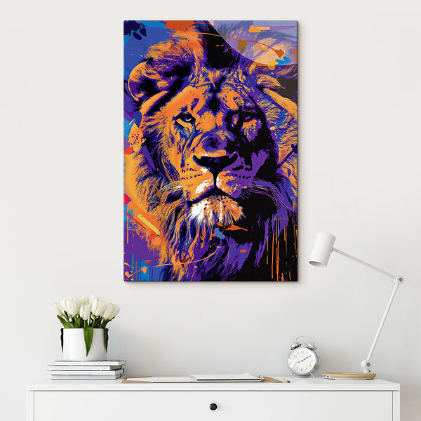 A lion with a colorful background A lion with a colorful background
