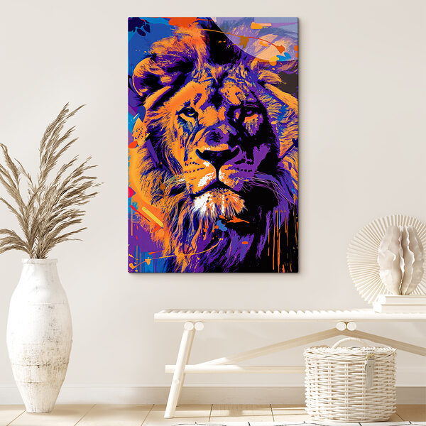 A lion with a colorful background A lion with a colorful background