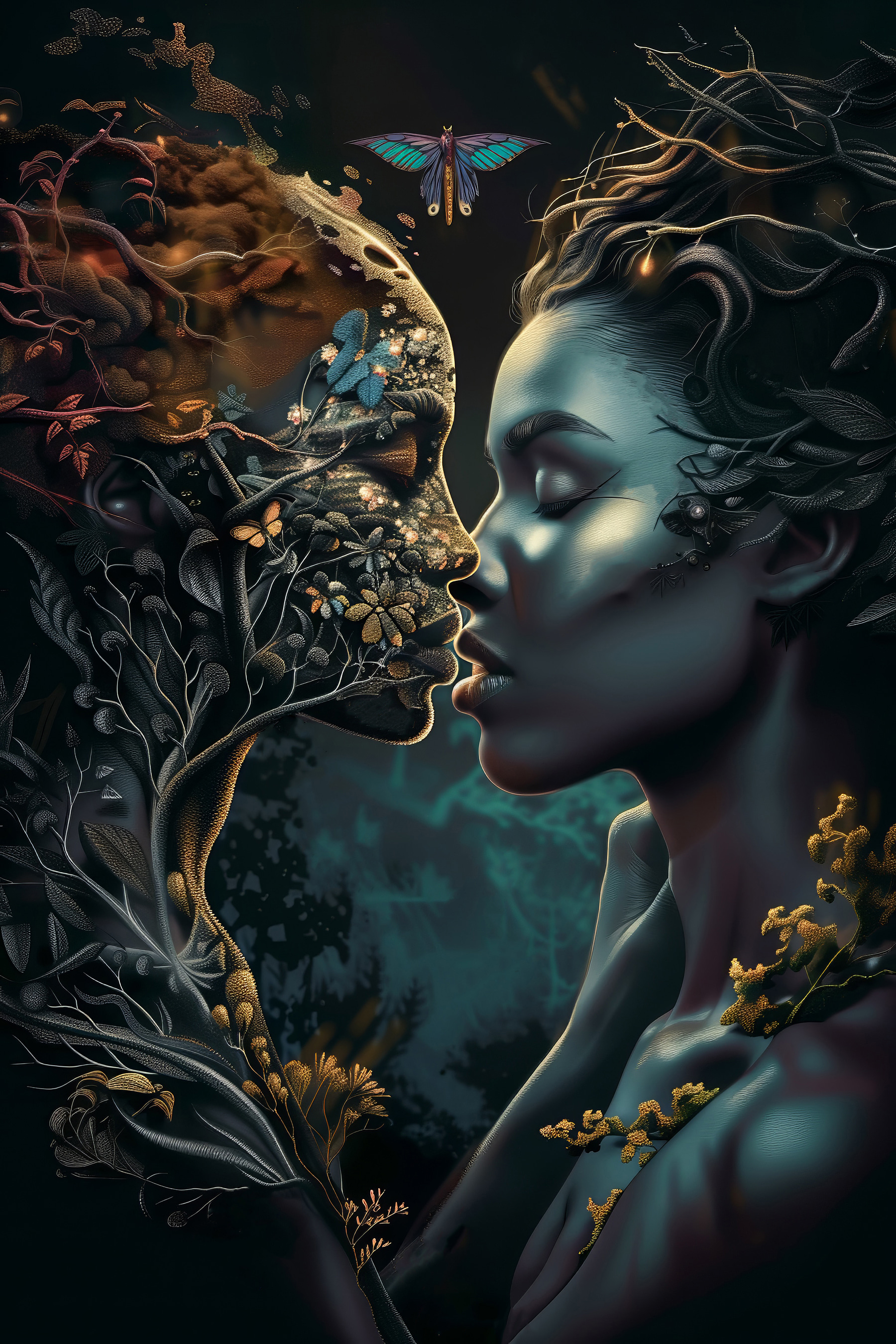 A woman kissing another woman