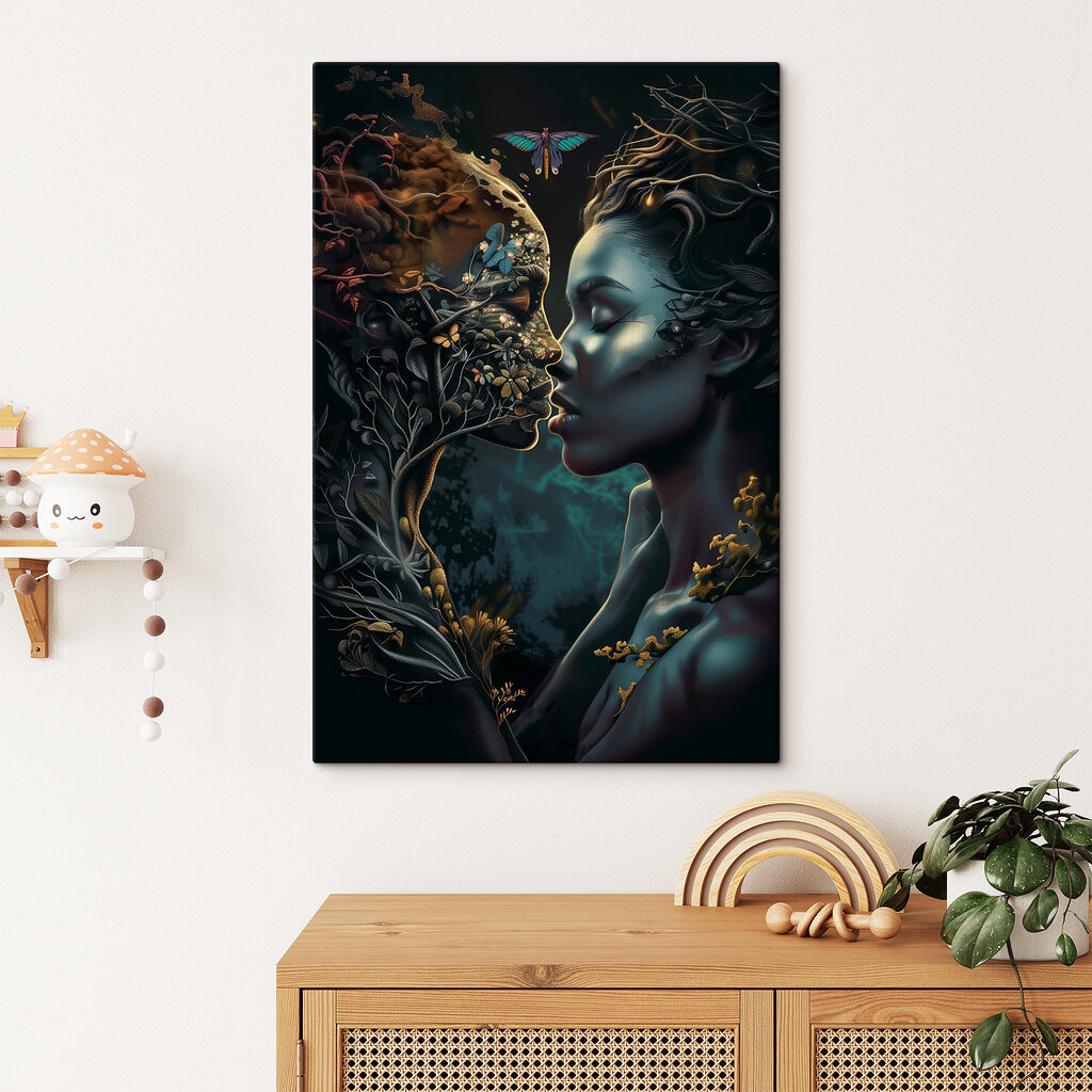 A woman kissing another woman