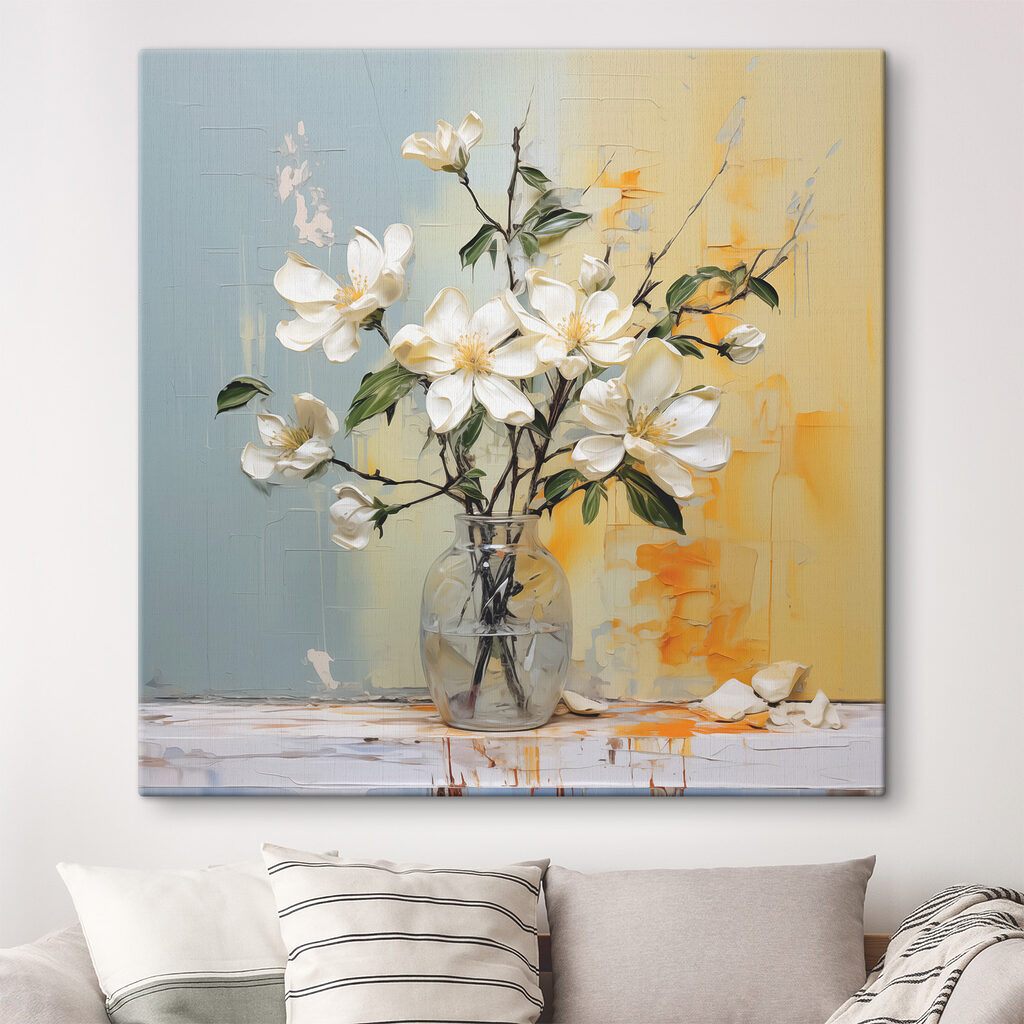 A vase with white flowers