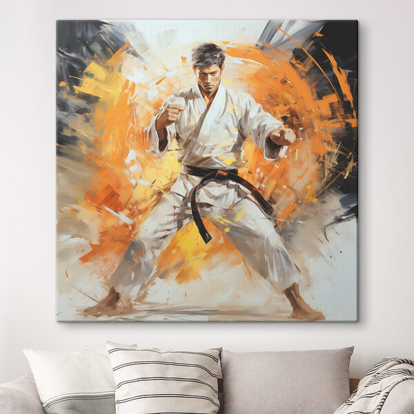 Quadri Quadri Un uomo con un kimono bianco con macchie arancioni (COD: s39185)