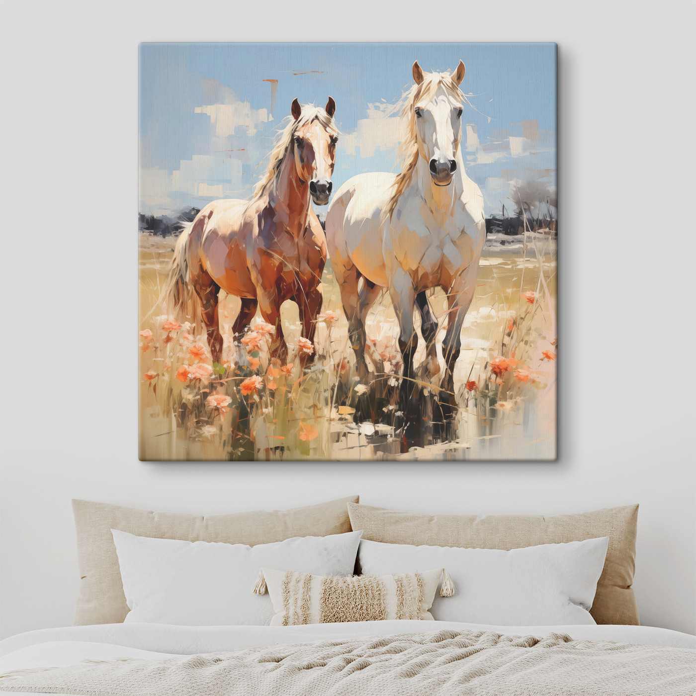 Two horses standing in a field