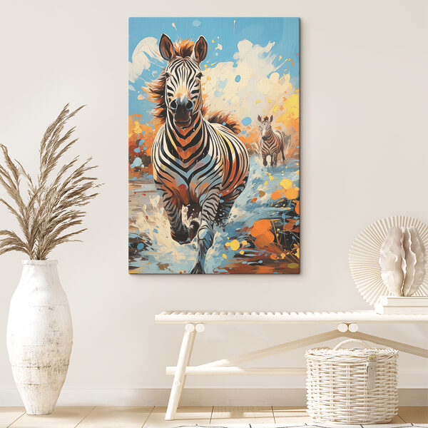 Quadri Quadri Una zebra che corre nell'acqua (COD: s39195)