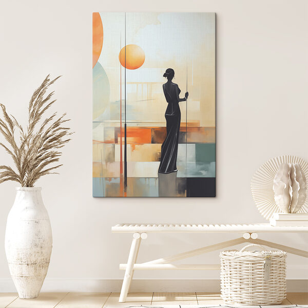 A painting of a woman in a long black dress