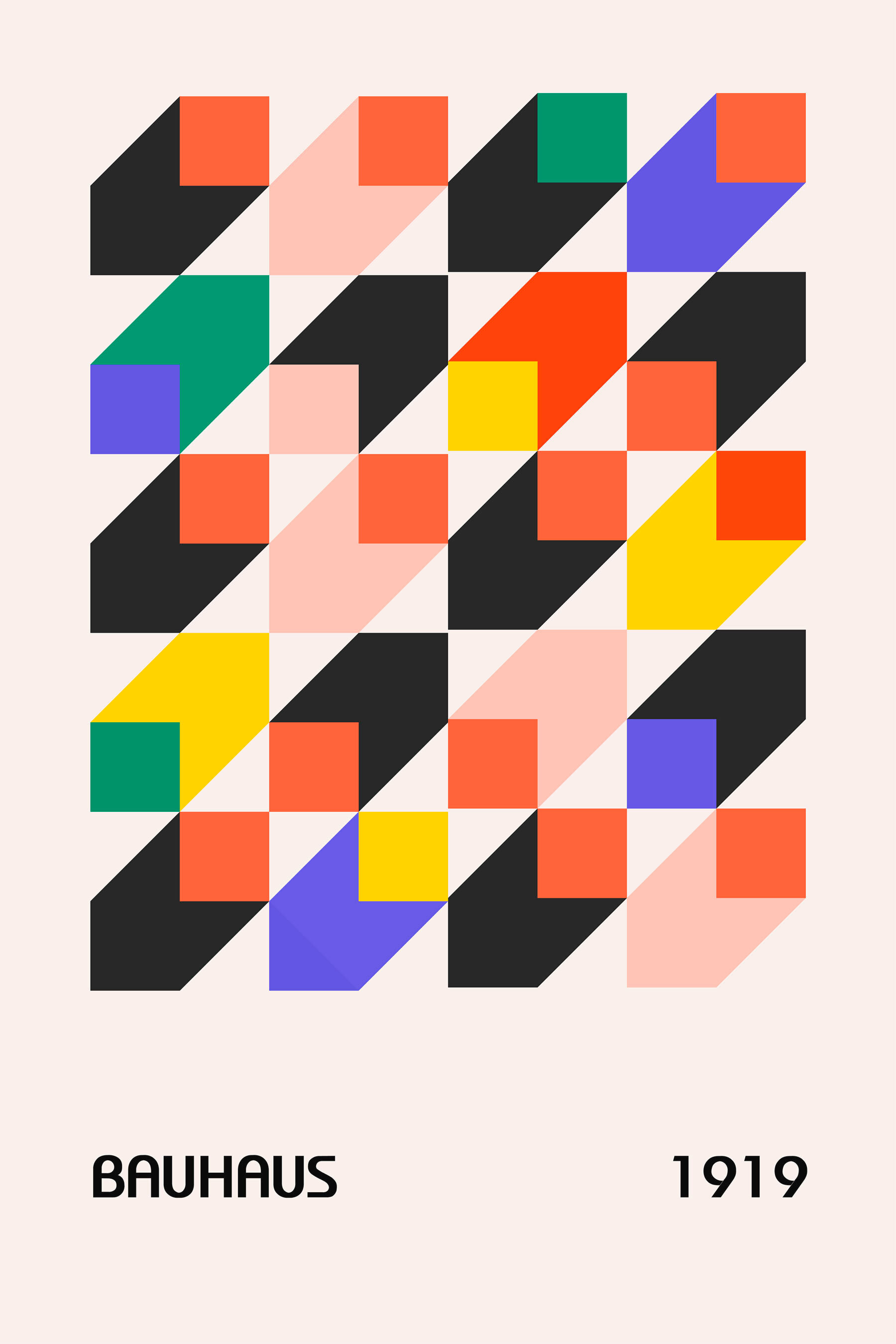 A colorful squares and triangles