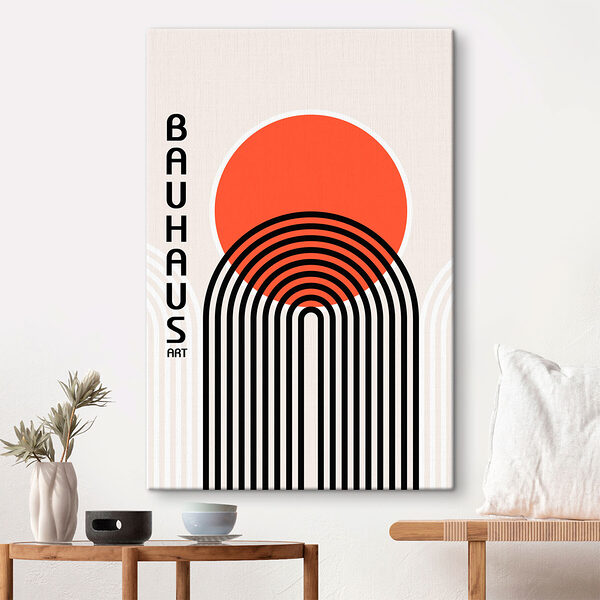 Un disegno grafico con linee nere e un cerchio rosso Quadri Un disegno grafico con linee nere e un cerchio rosso