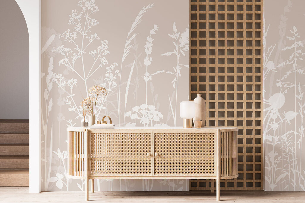 A white silhouettes of flowers