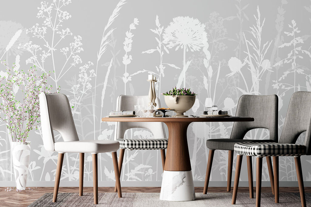 A white silhouettes of flowers