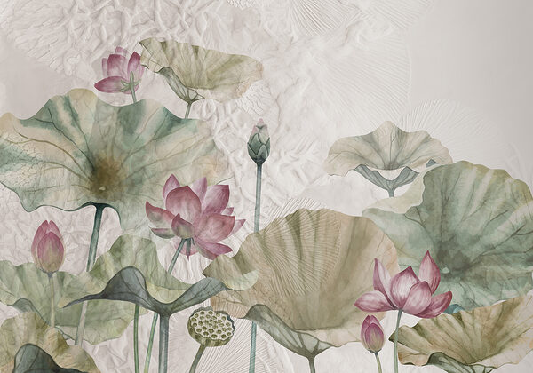 Un dipinto di fiori e foglie Un dipinto di fiori e foglie