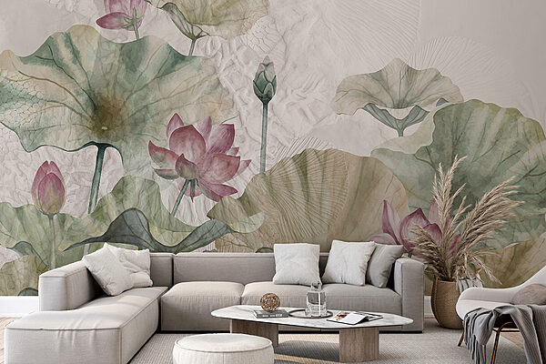 Un dipinto di fiori e foglie Un dipinto di fiori e foglie