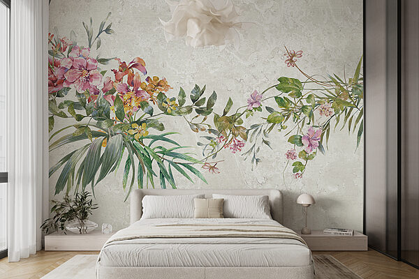 Un dipinto di fiori e foglie Un dipinto di fiori e foglie
