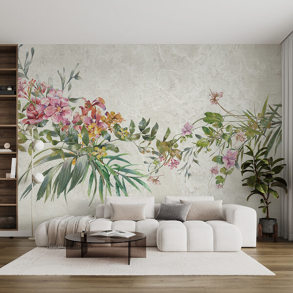 Un dipinto di fiori e foglie Un dipinto di fiori e foglie