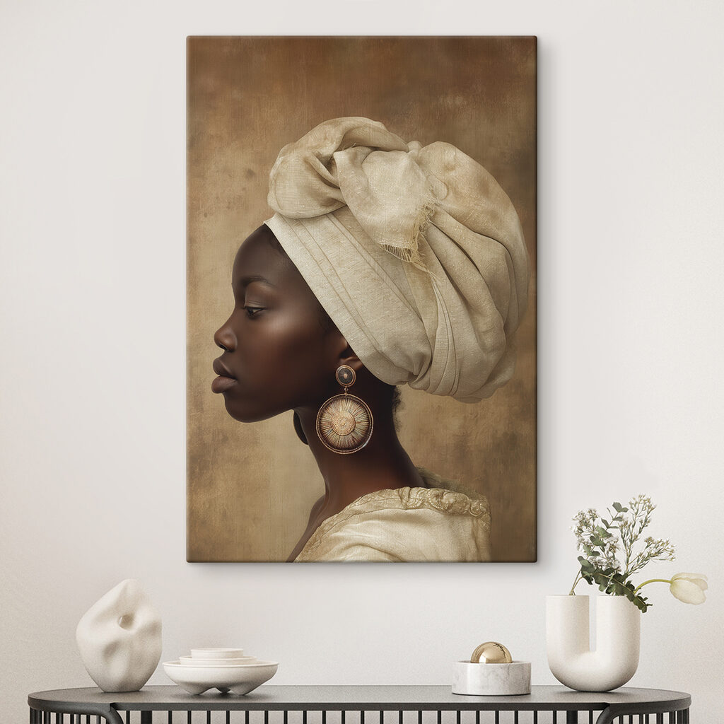 A woman wearing a head wrap A woman wearing a head wrap