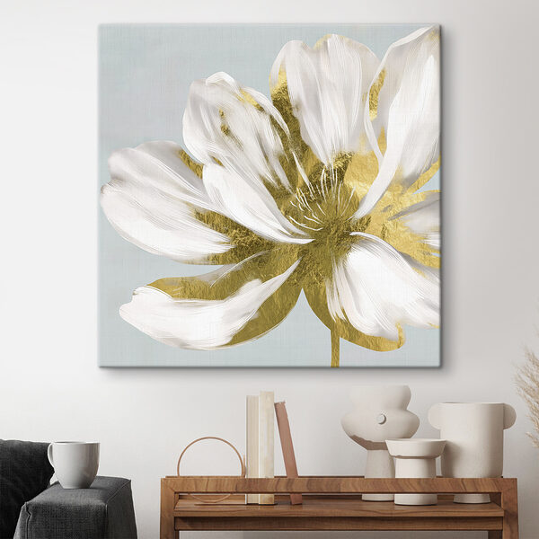 Elegant white petal with metallic accents Elegant white petal with metallic accents