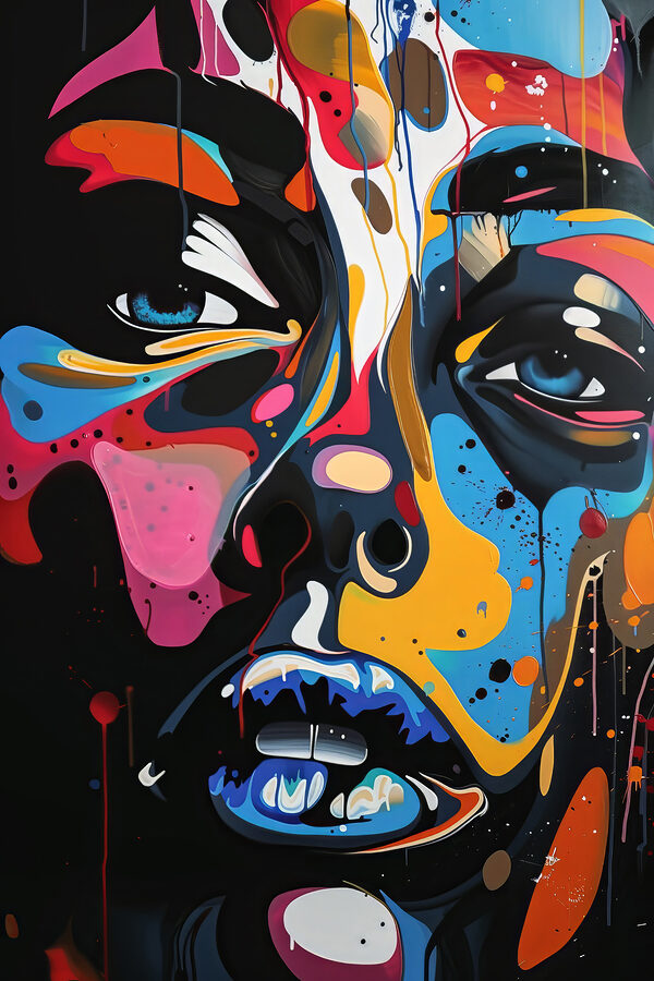 A painting of a woman's face A painting of a woman's face