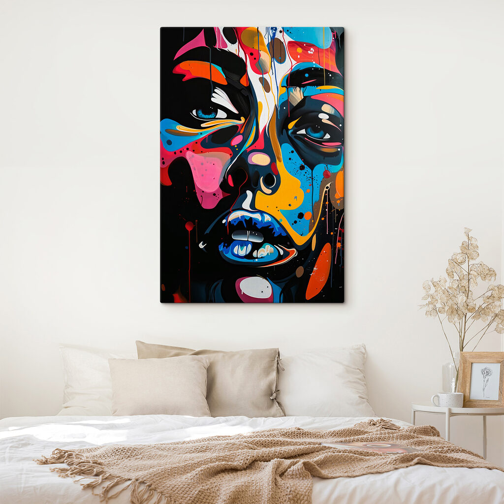 A painting of a woman's face A painting of a woman's face