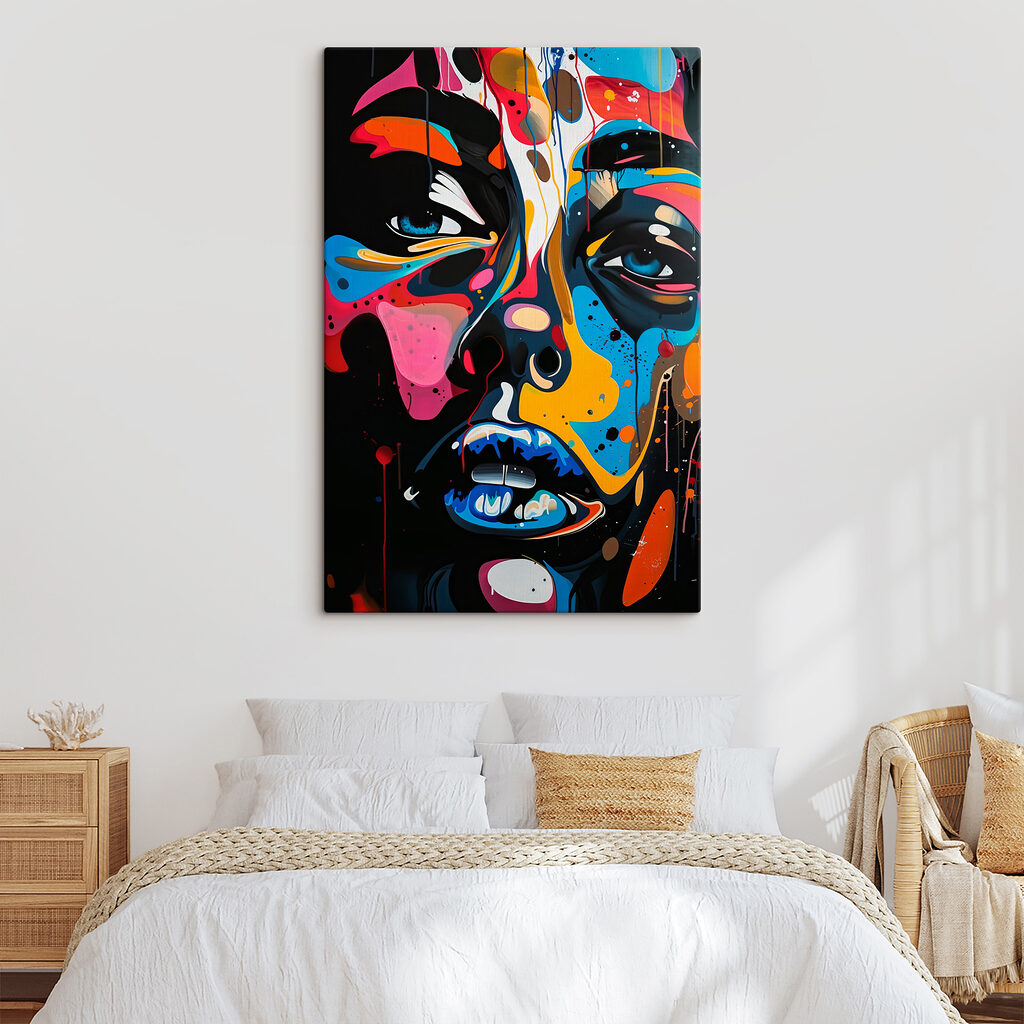 A painting of a woman's face A painting of a woman's face