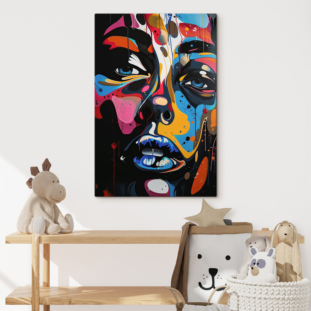A painting of a woman's face A painting of a woman's face
