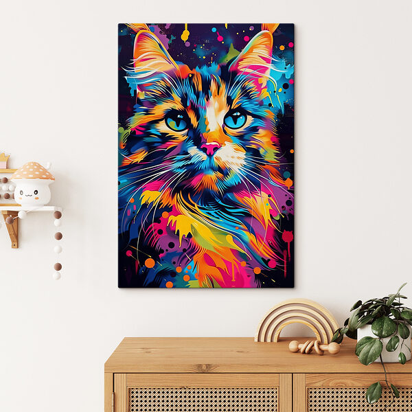 A colorful cat with blue eyes A colorful cat with blue eyes