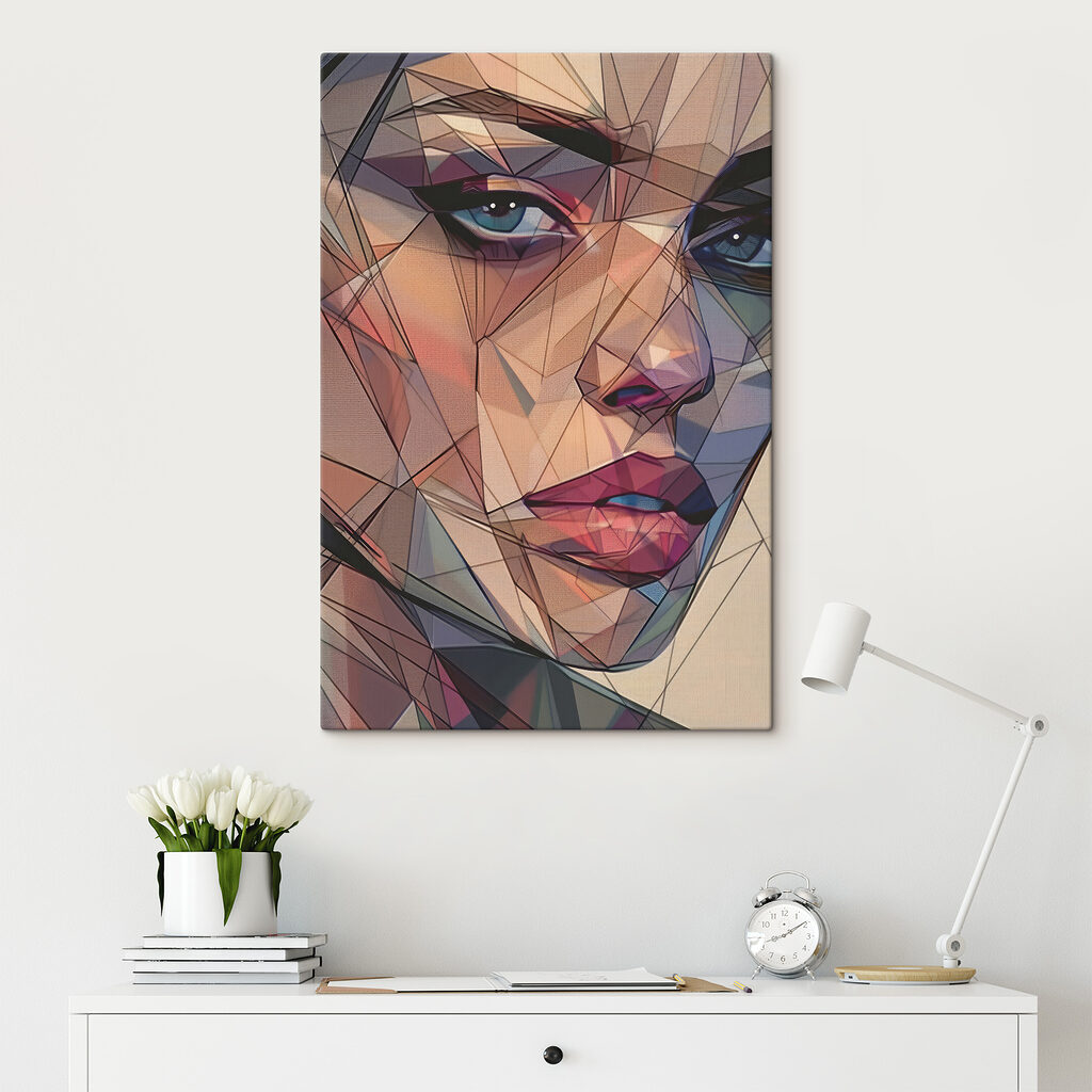 A woman's face with a low poly effect A woman's face with a low poly effect
