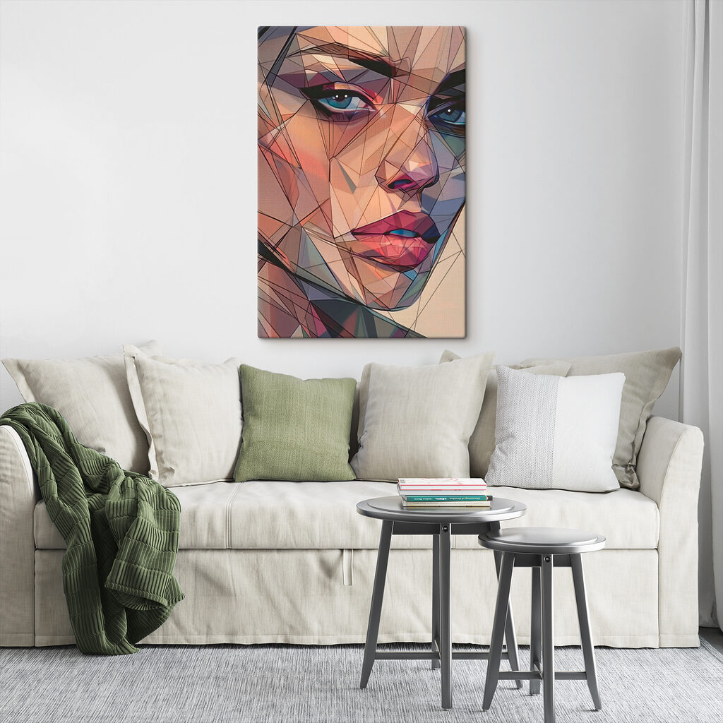 A woman's face with a low poly effect A woman's face with a low poly effect