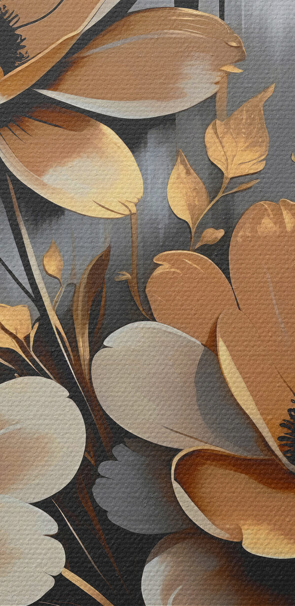 A painting of flowers on a wall