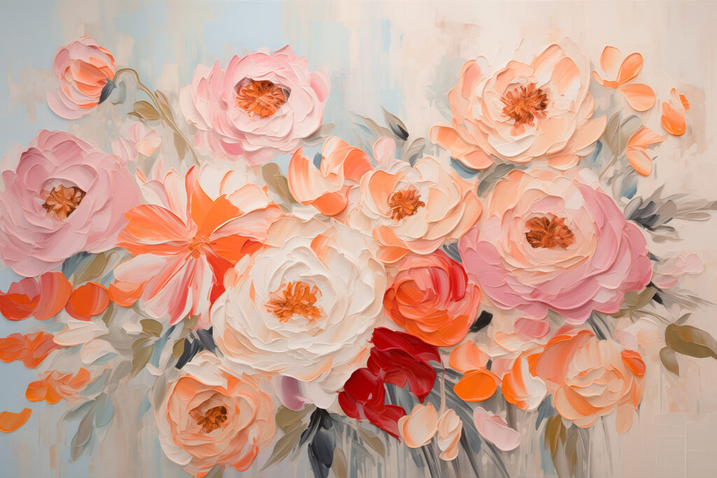 A painting of flowers on a white background