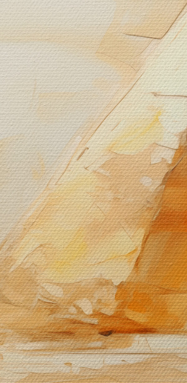 A painting of pyramids in the desert