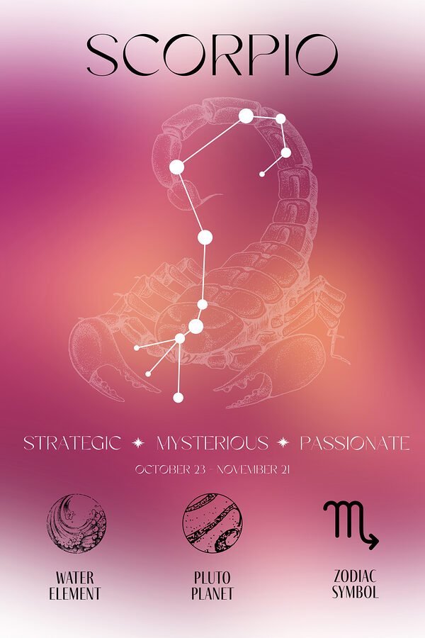 A zodiac sign with a scorpion and stars A zodiac sign with a scorpion and stars
