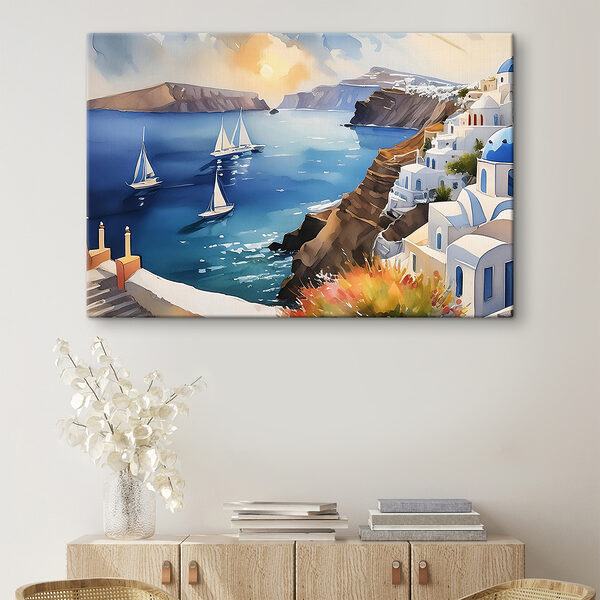 Quadri Un dipinto raffigurante il mare con barche ed edifici (COD: s39303) Quadri Quadri Un dipinto raffigurante il mare con barche ed edifici (COD: s39303)
