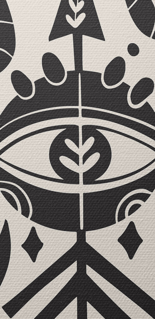 A black and white drawing of a snake and eye A black and white drawing of a snake and eye