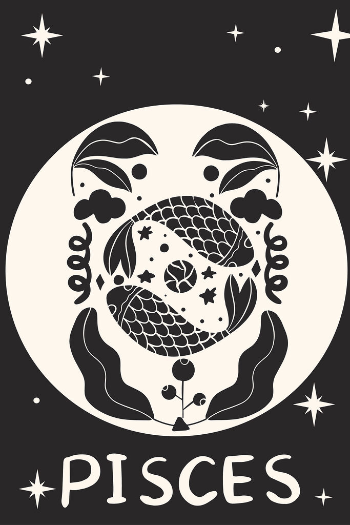A black and white drawing of a fish A black and white drawing of a fish