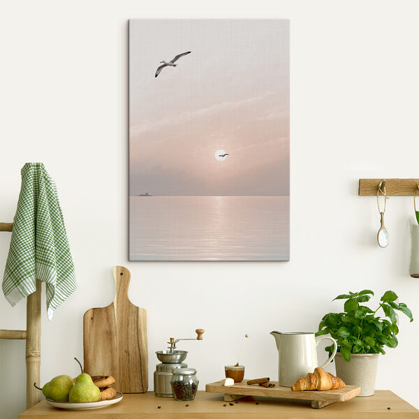 A seagull flying over water
