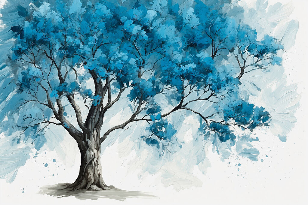 A tree with blue leaves A tree with blue leaves