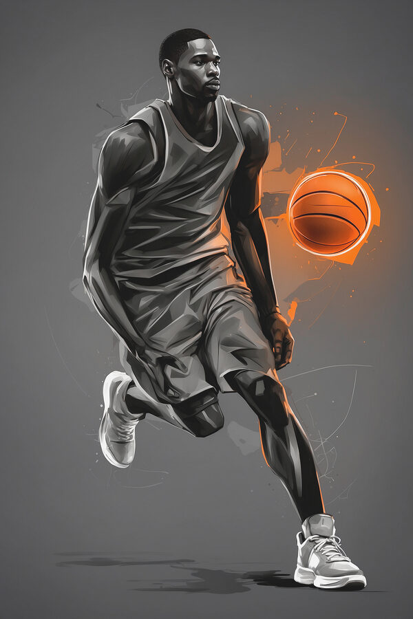A basketball player with a ball A basketball player with a ball